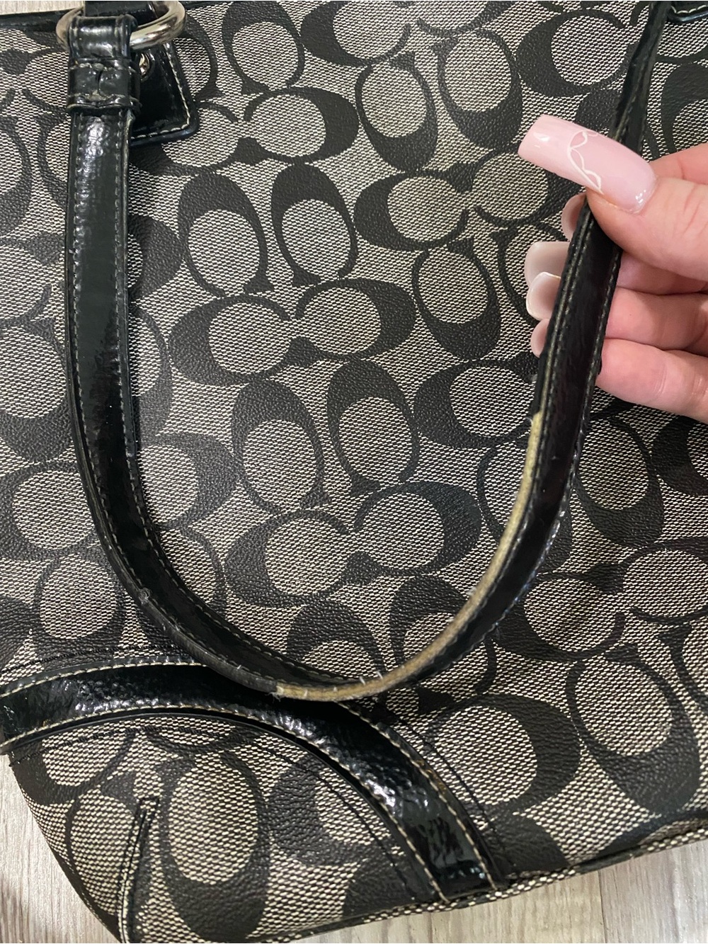 Coach Black and Gray Signature Canvas Tote Bag - Picture 7 of 11